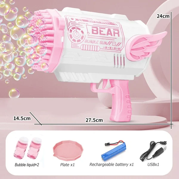 🔥Hot Sale👉 80-Hole Bubble Gun Angel Wing Style With Colorful Led Lights