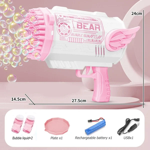 🔥Hot Sale👉 80-Hole Bubble Gun Angel Wing Style With Colorful Led Lights