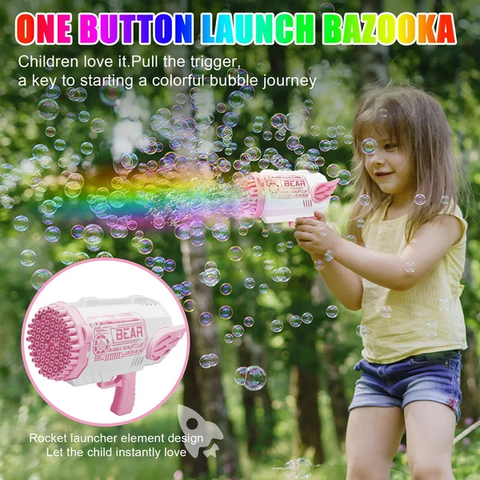 🔥Hot Sale👉 80-Hole Bubble Gun Angel Wing Style With Colorful Led Lights