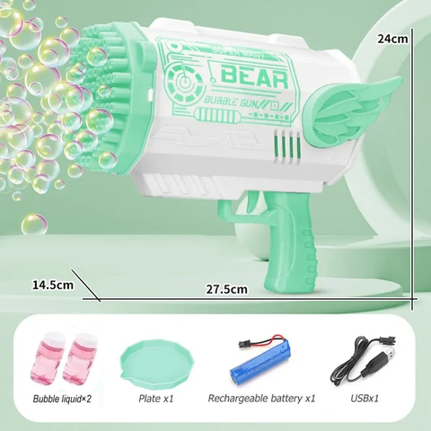 🔥Hot Sale👉 80-Hole Bubble Gun Angel Wing Style With Colorful Led Lights