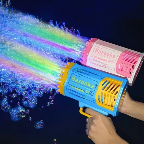 🔥Hot Sale👉 80-Hole Bubble Gun Angel Wing Style With Colorful Led Lights