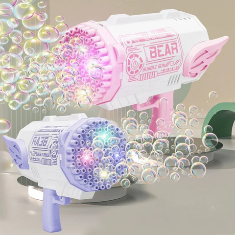 🔥Hot Sale👉 80-Hole Bubble Gun Angel Wing Style With Colorful Led Lights