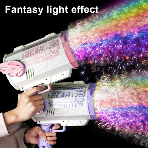 🔥Hot Sale👉 80-Hole Bubble Gun Angel Wing Style With Colorful Led Lights