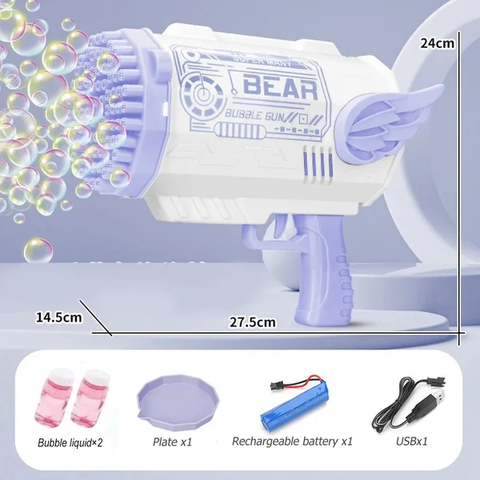 🔥Hot Sale👉 80-Hole Bubble Gun Angel Wing Style With Colorful Led Lights